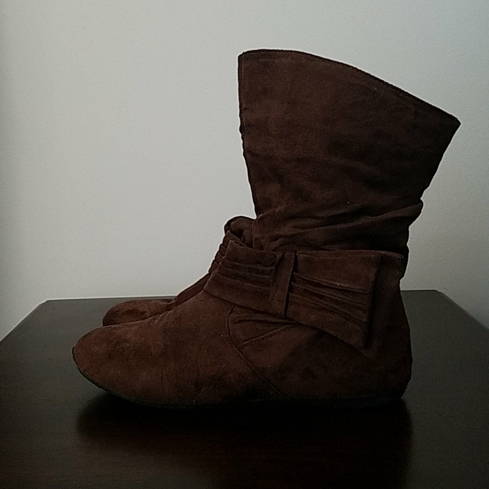 Brown Faux Suede Slouch Boot